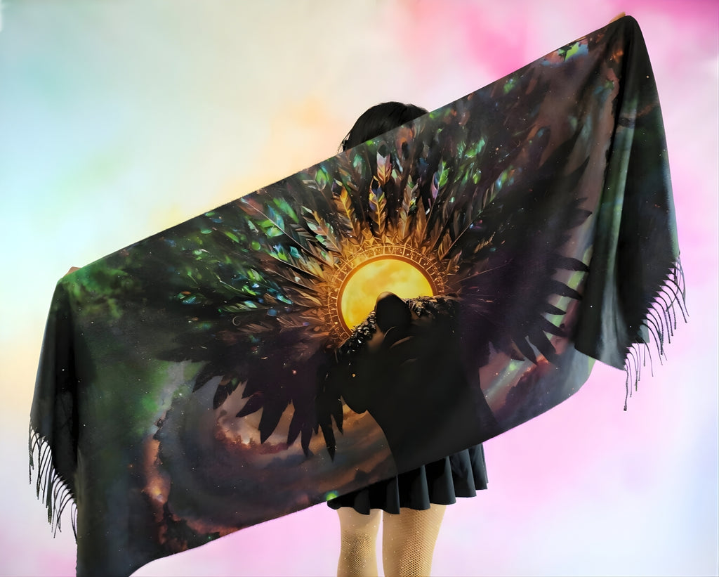 Pashmina with cosmic breakthrough design full view