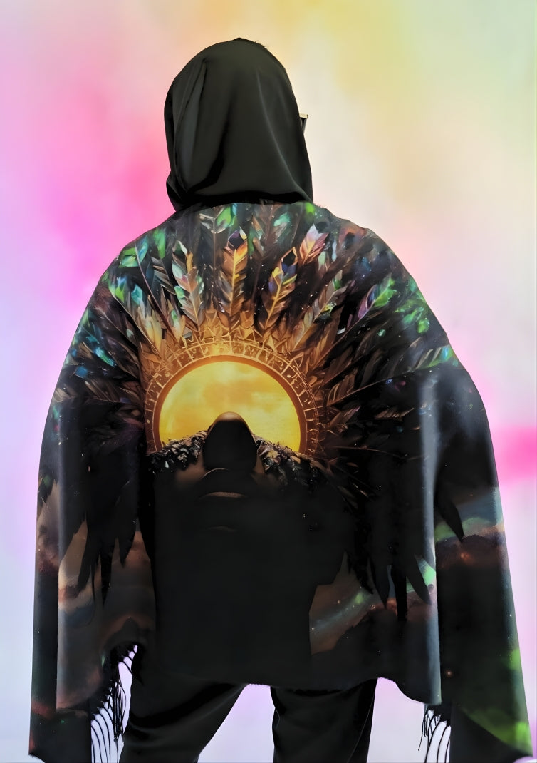 Pashmina with cosmic breakthrough design back view